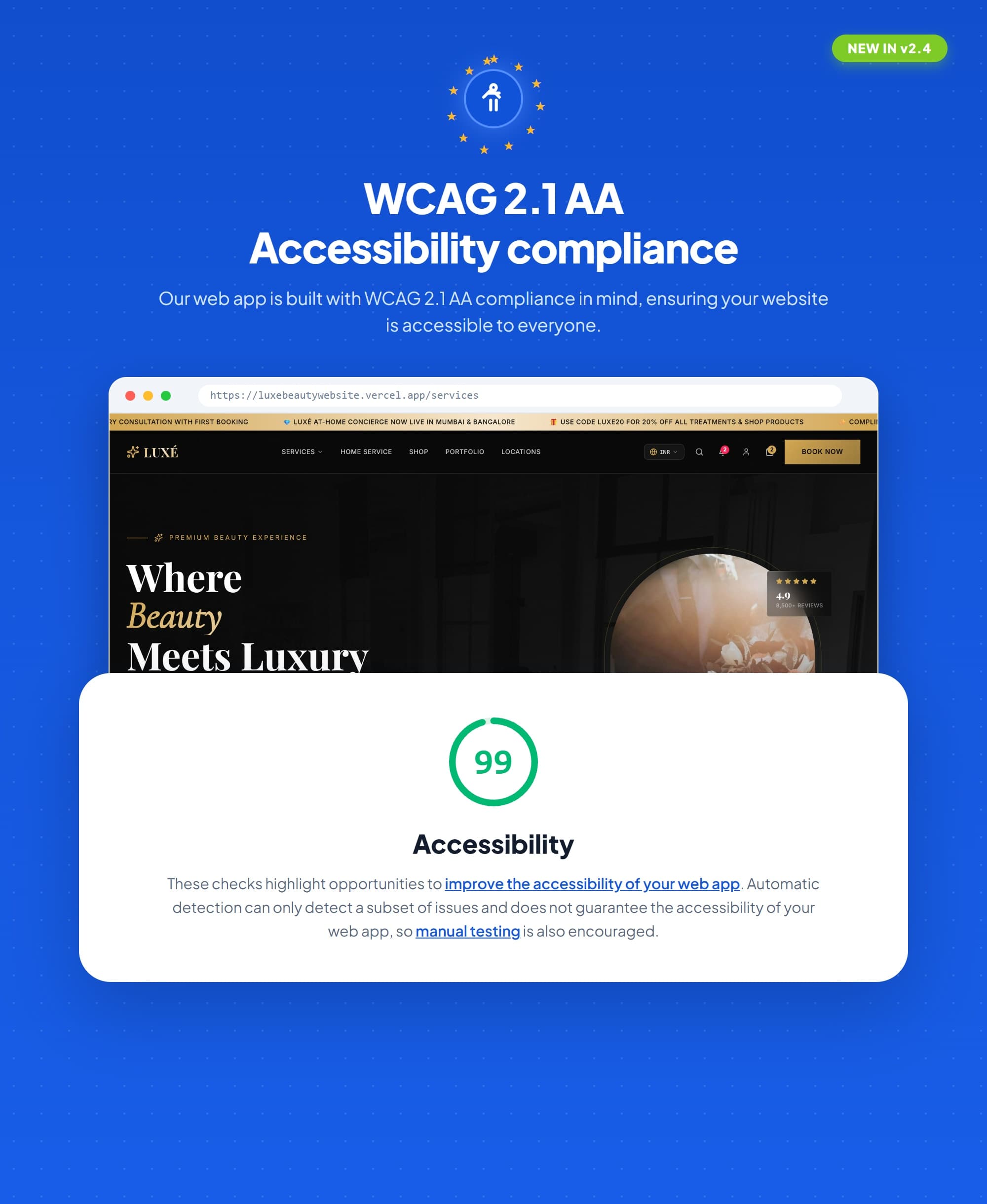LUXÉ Beauty WCAG AAA Accessibility & High Contrast Modes