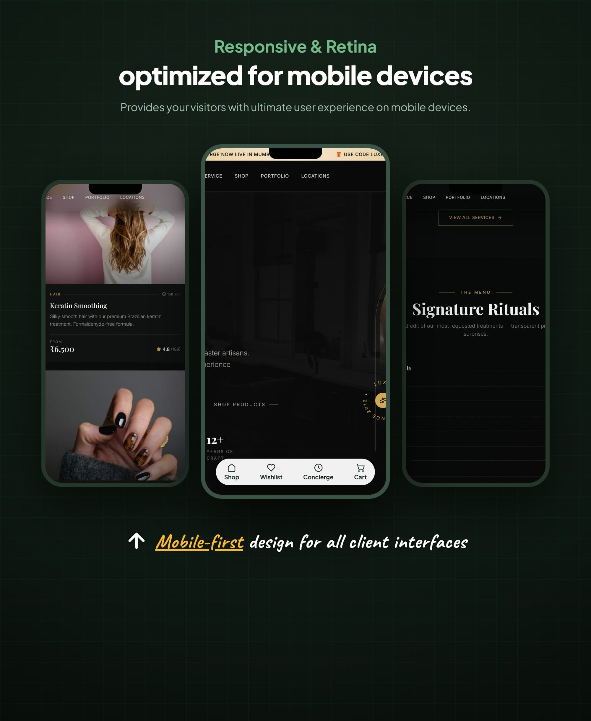 LUXÉ Beauty Pixel-Perfect Responsive Experience on Mobile