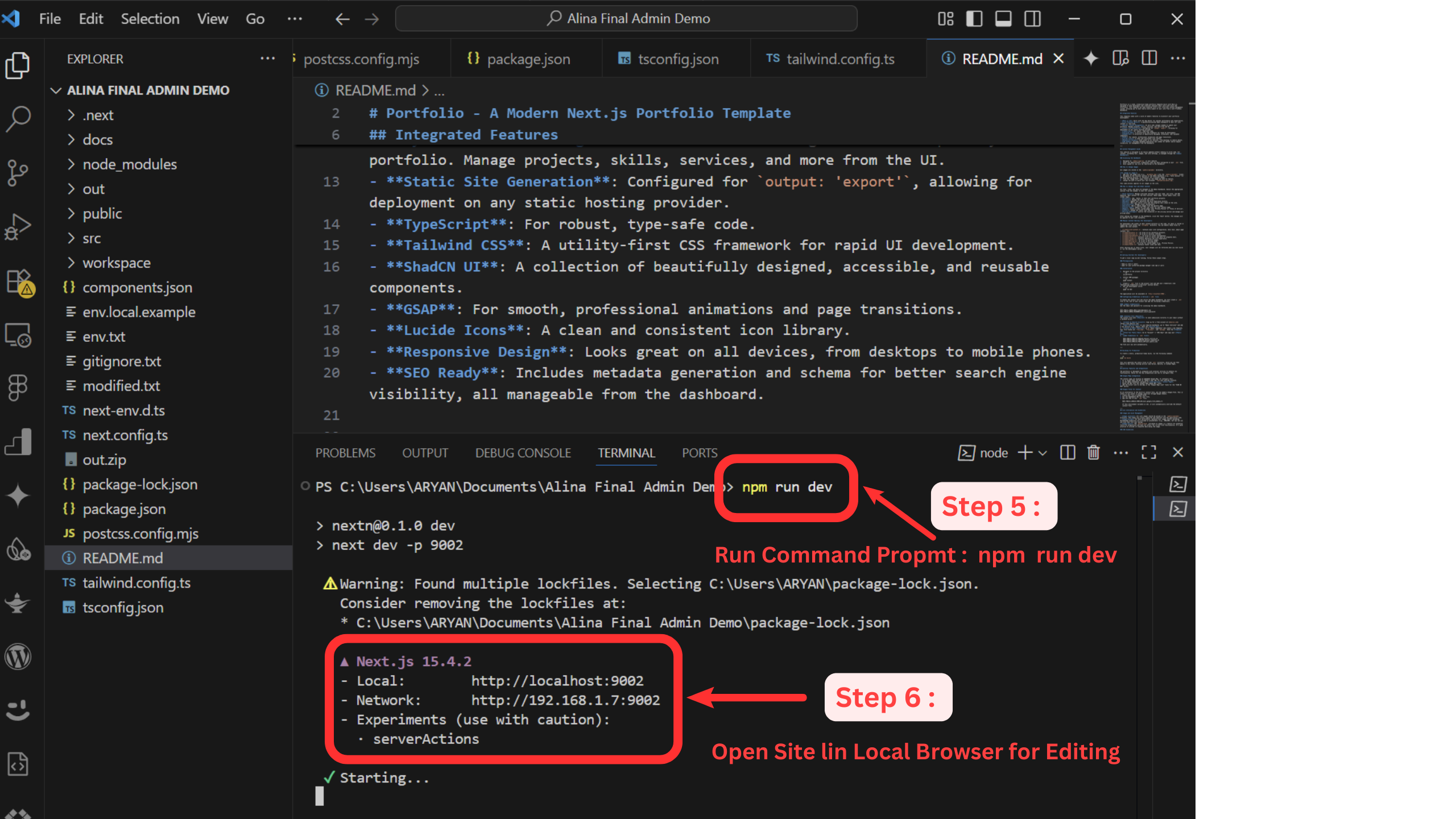run developer server npm run dev